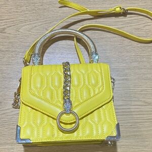 Aldo Yellow Mini Bag with gold Details